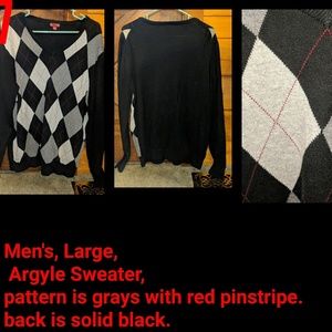 Mens Argyle Vneck Sweater